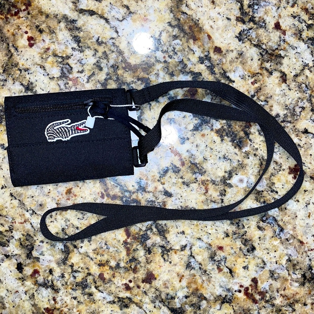 Lacoste Necklace Wallet - Velcro Closure w/ zip. Zebra Print-Nat’l Geo Collab.
